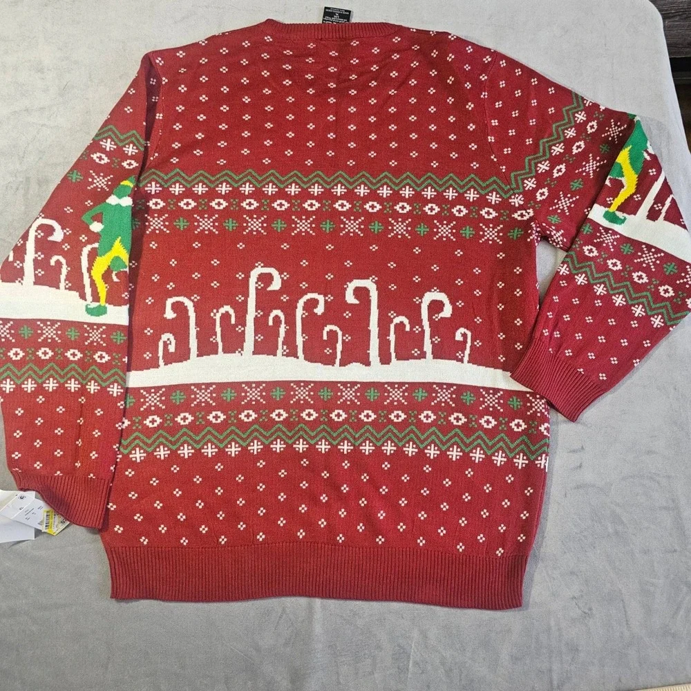 Elf‎ Movie Buddy The Elf Mens Ugly Christmas Sweater Red Fair Isle XL New